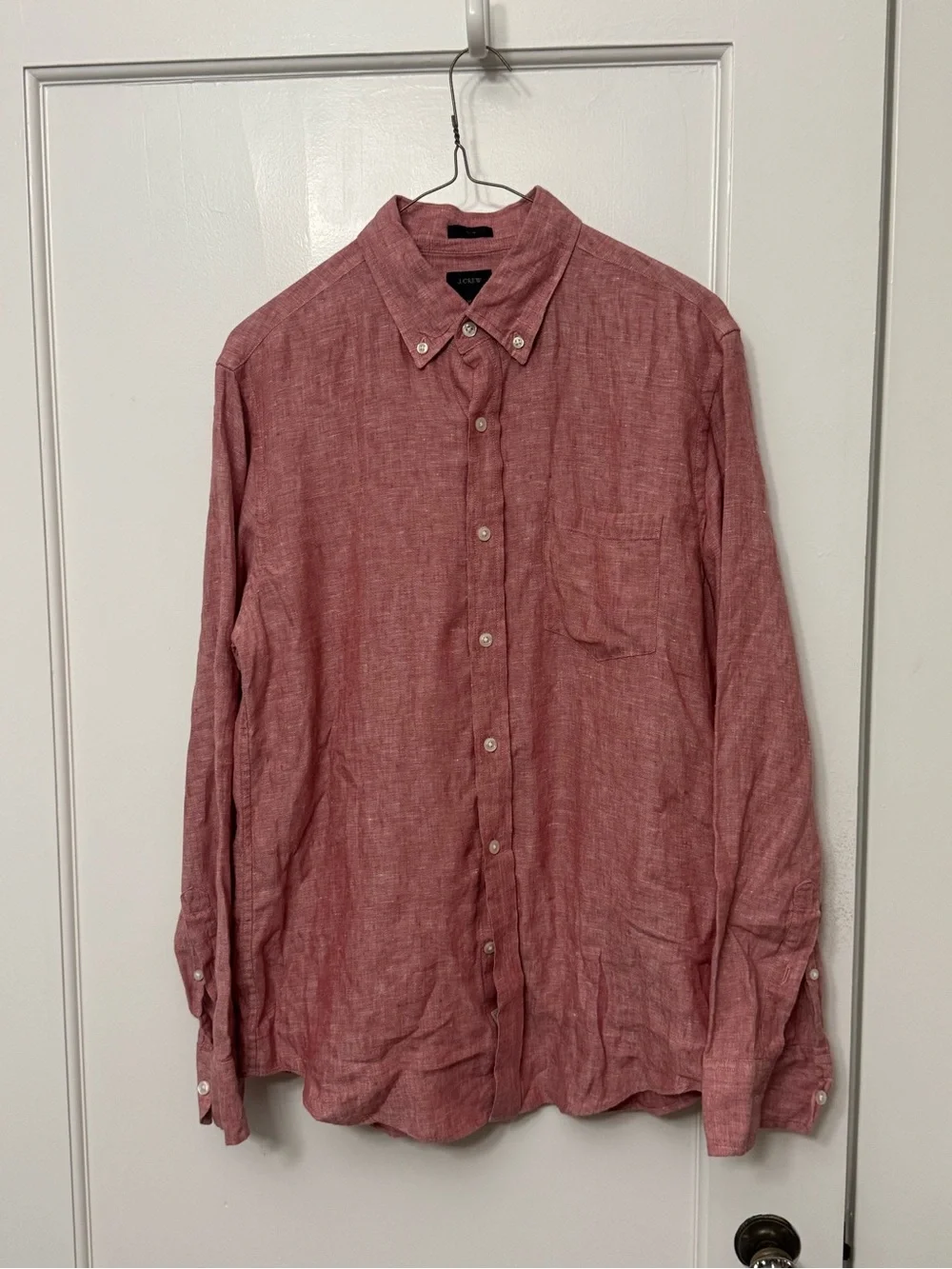 J. Crew Men's Linen Button-Down Shirt in Dusty Rose